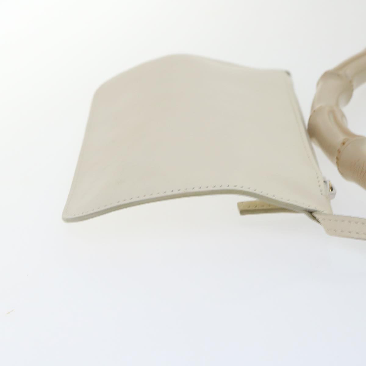 GUCCI Bamboo Shoulder Bag Leather White 001-2113-1880 ep1363