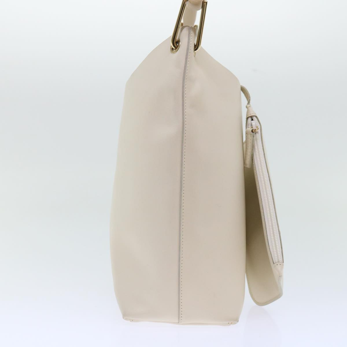 GUCCI Bamboo Shoulder Bag Leather White 001-2113-1880 ep1363