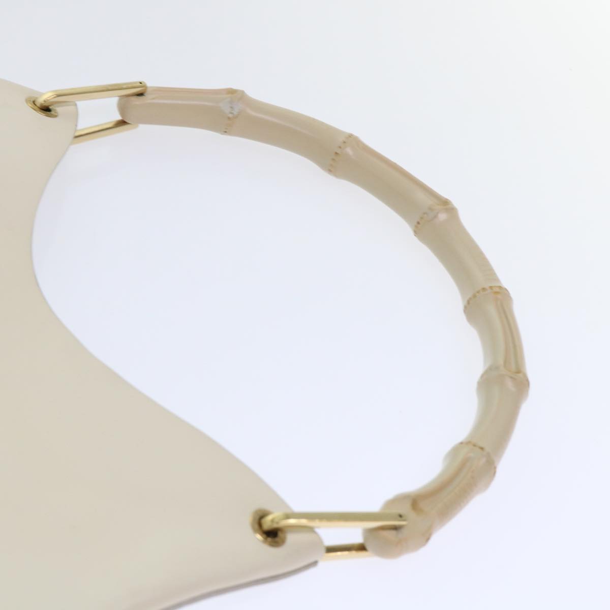 GUCCI Bamboo Shoulder Bag Leather White 001-2113-1880 ep1363
