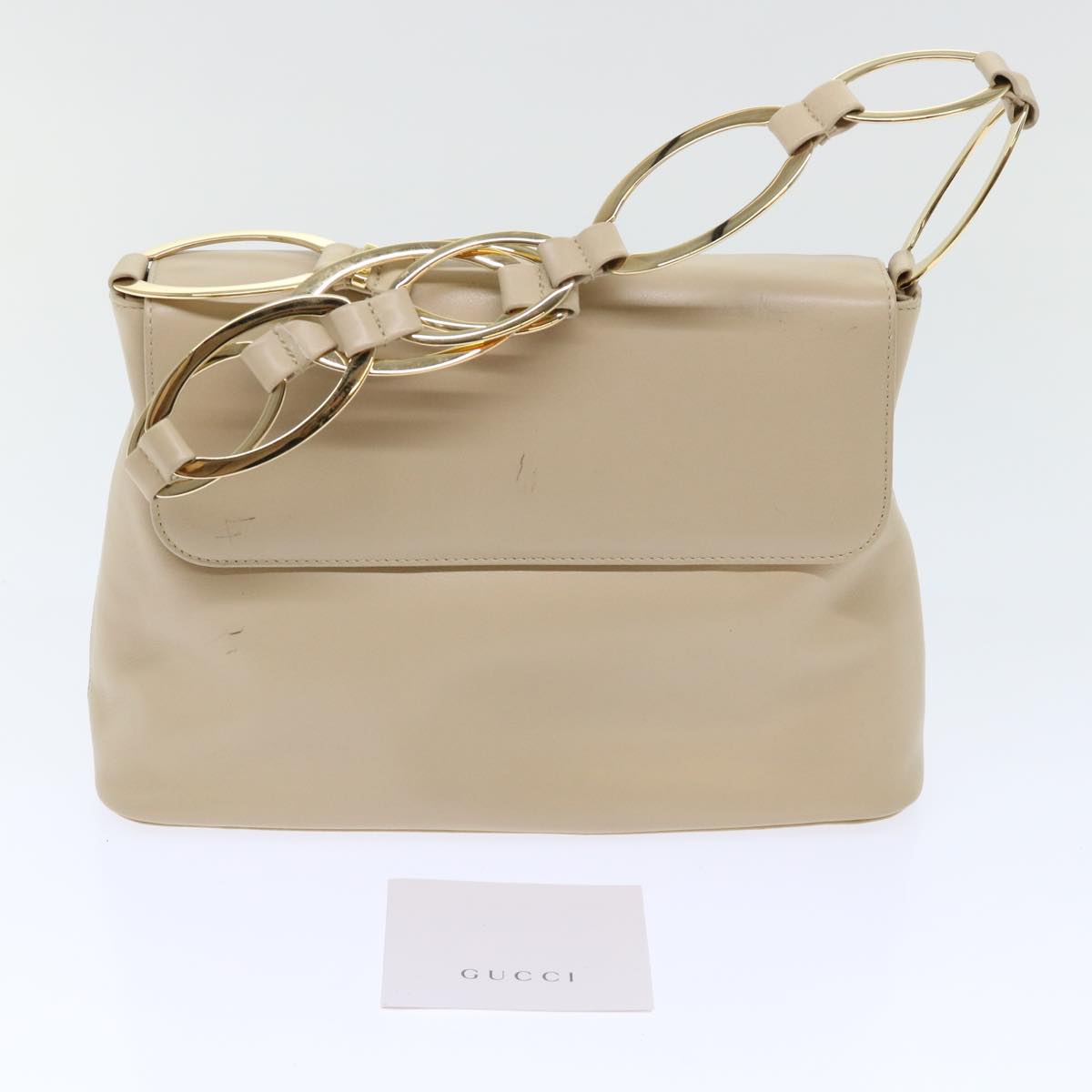 GUCCI Shoulder Bag Leather Beige 001•3444•180 ep1364