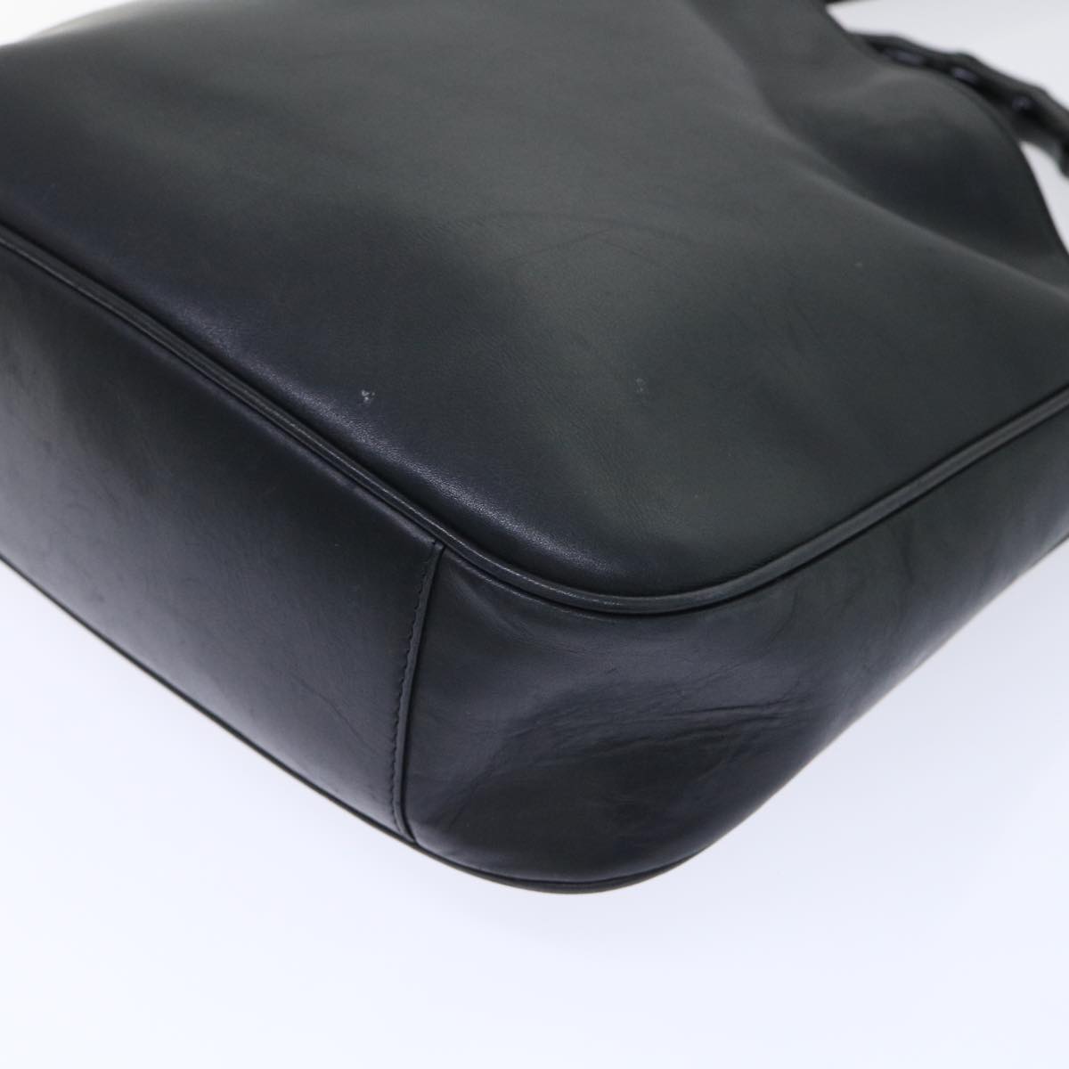 GUCCI Bamboo Hand Bag Leather 2way Black 001•1638•001364 ep1366