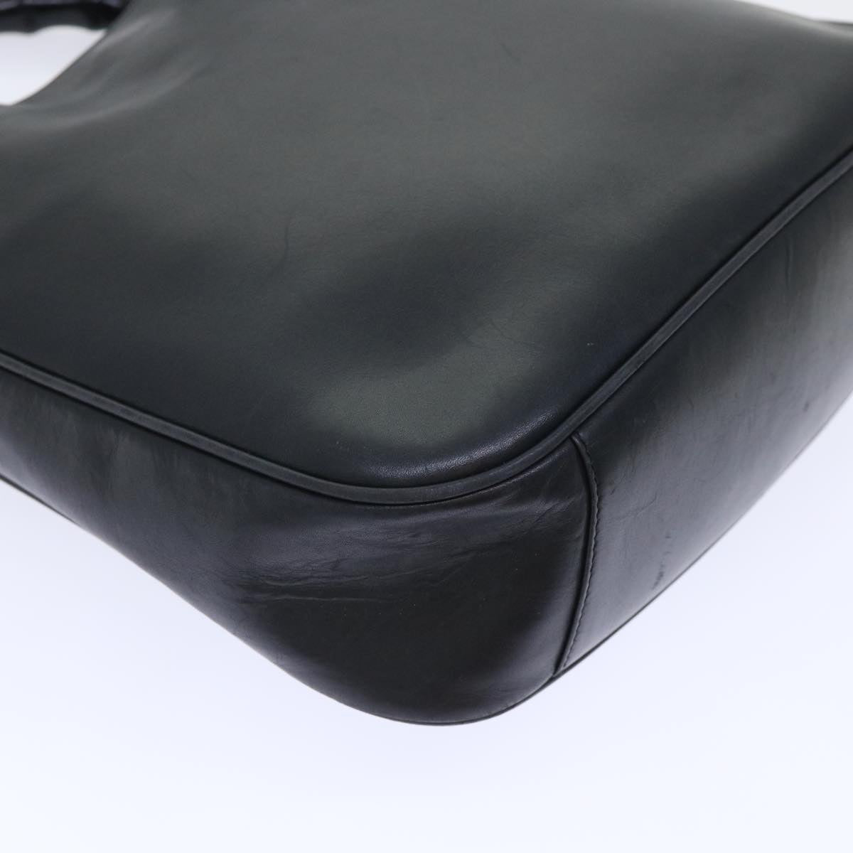 GUCCI Bamboo Hand Bag Leather 2way Black 001•1638•001364 ep1366
