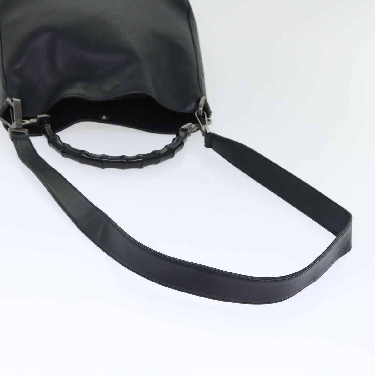 GUCCI Bamboo Hand Bag Leather 2way Black 001•1638•001364 ep1366