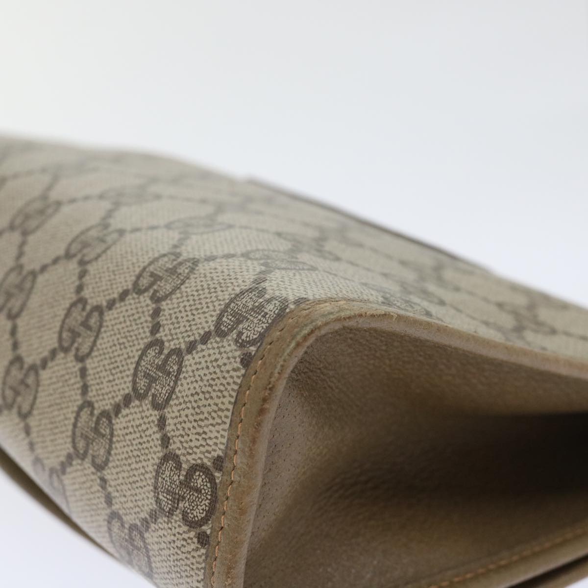 GUCCI GG Canvas Web Sherry Line Clutch Bag PVC Leather Beige Red ep1380