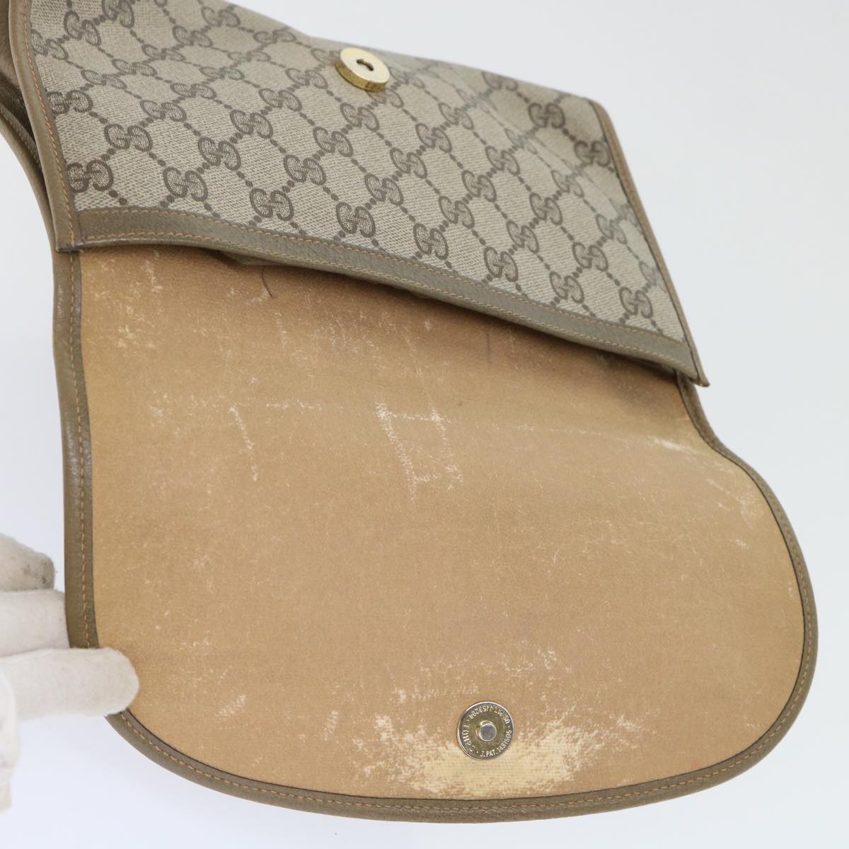 GUCCI GG Canvas Web Sherry Line Clutch Bag PVC Leather Beige Red ep1380