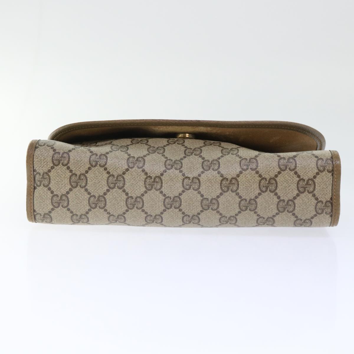 GUCCI GG Canvas Web Sherry Line Clutch Bag PVC Leather Beige Red ep1380