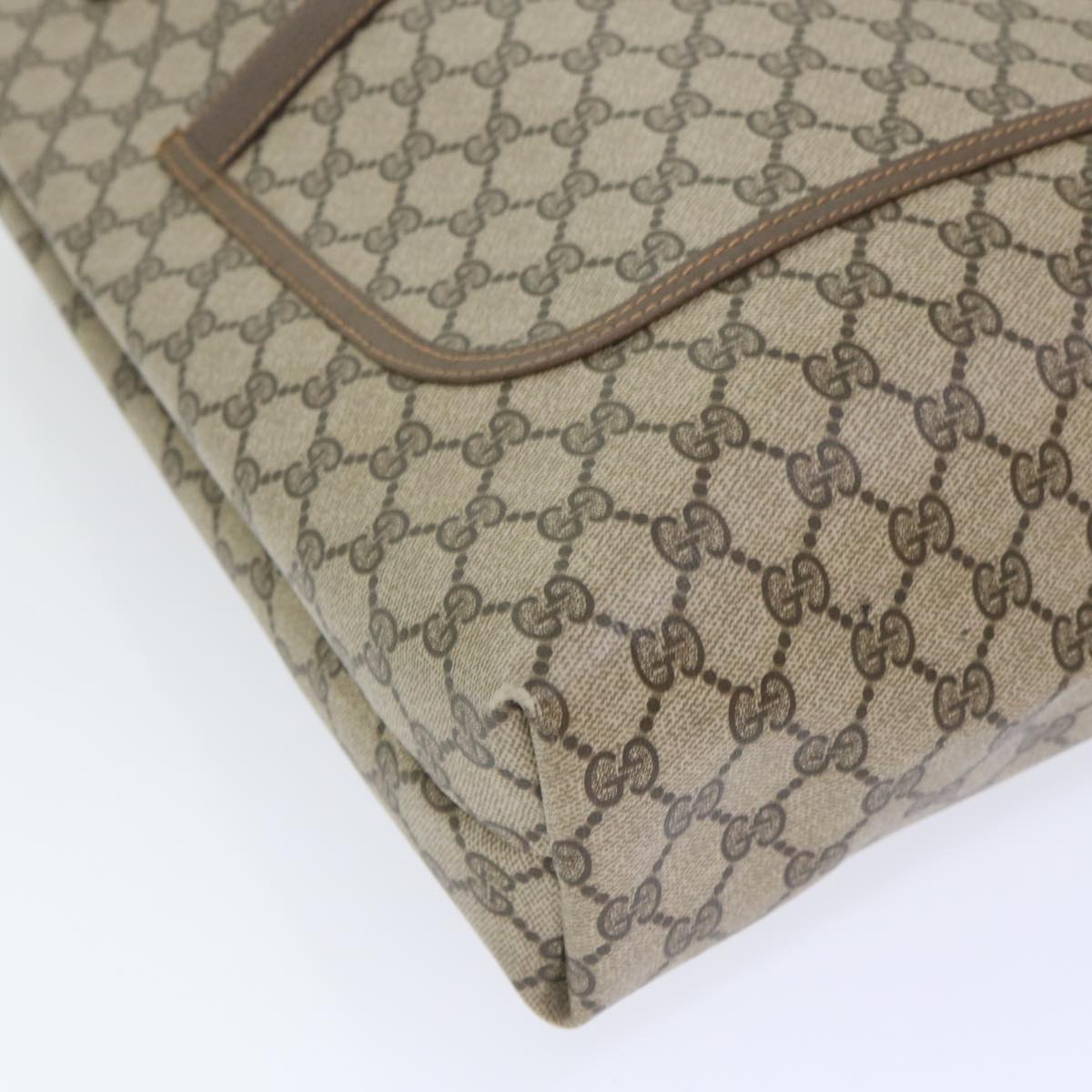 GUCCI GG Canvas Web Sherry Line Tote Bag PVC Leather Beige Red Green ep1387