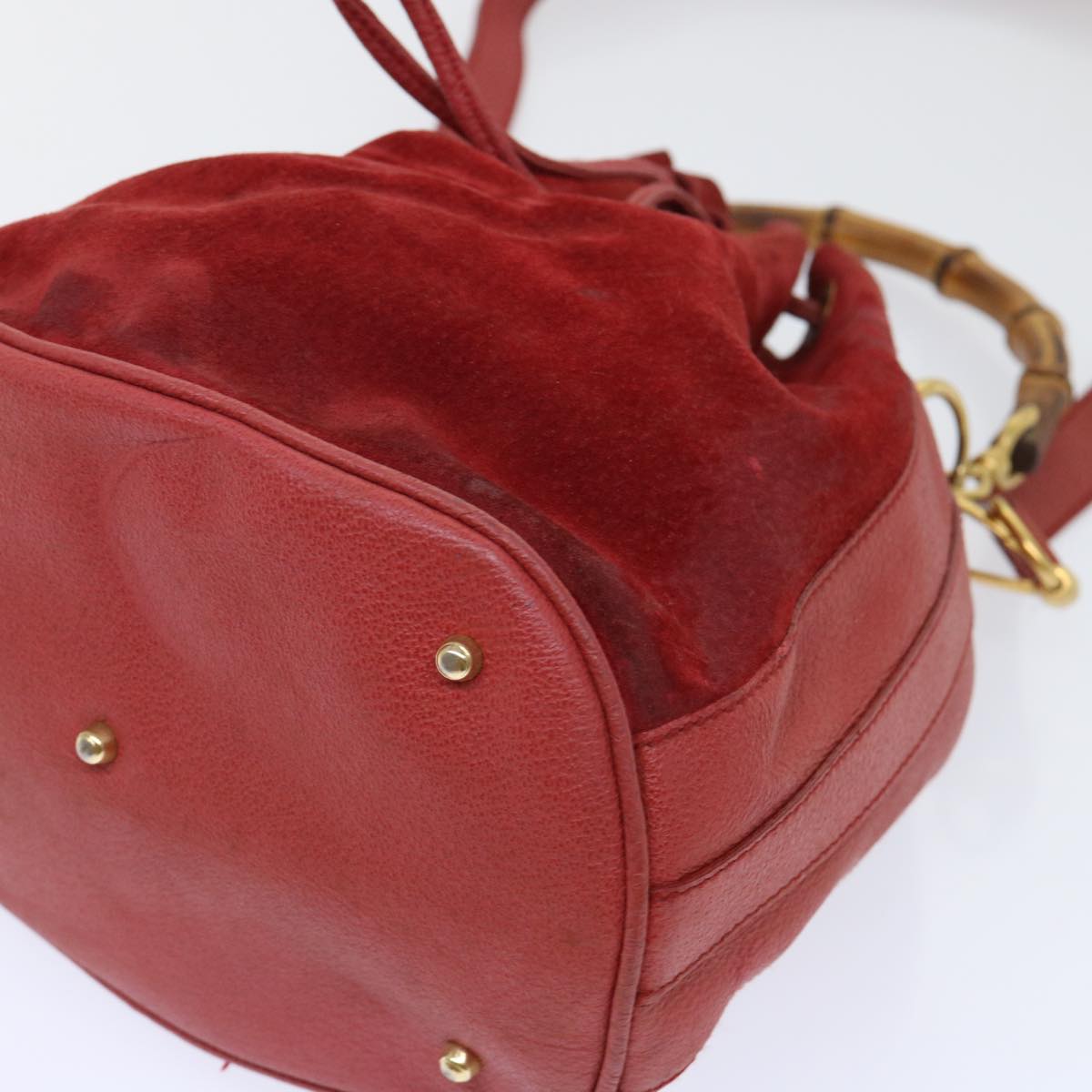 GUCCI Bamboo Shoulder Bag Suede Red 001•2040•1657 ep1393