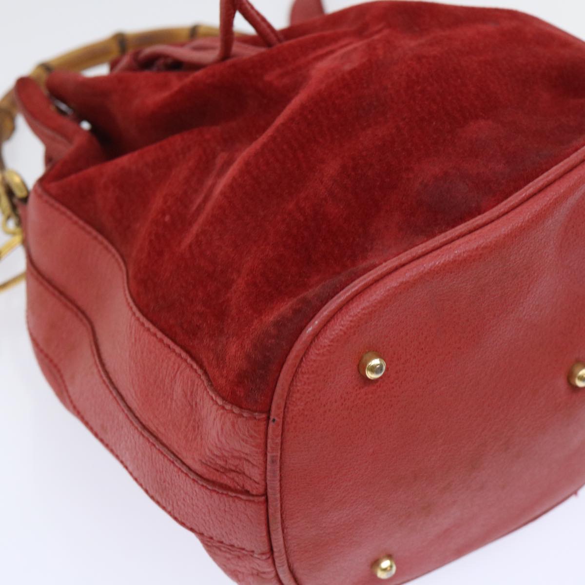 GUCCI Bamboo Shoulder Bag Suede Red 001•2040•1657 ep1393