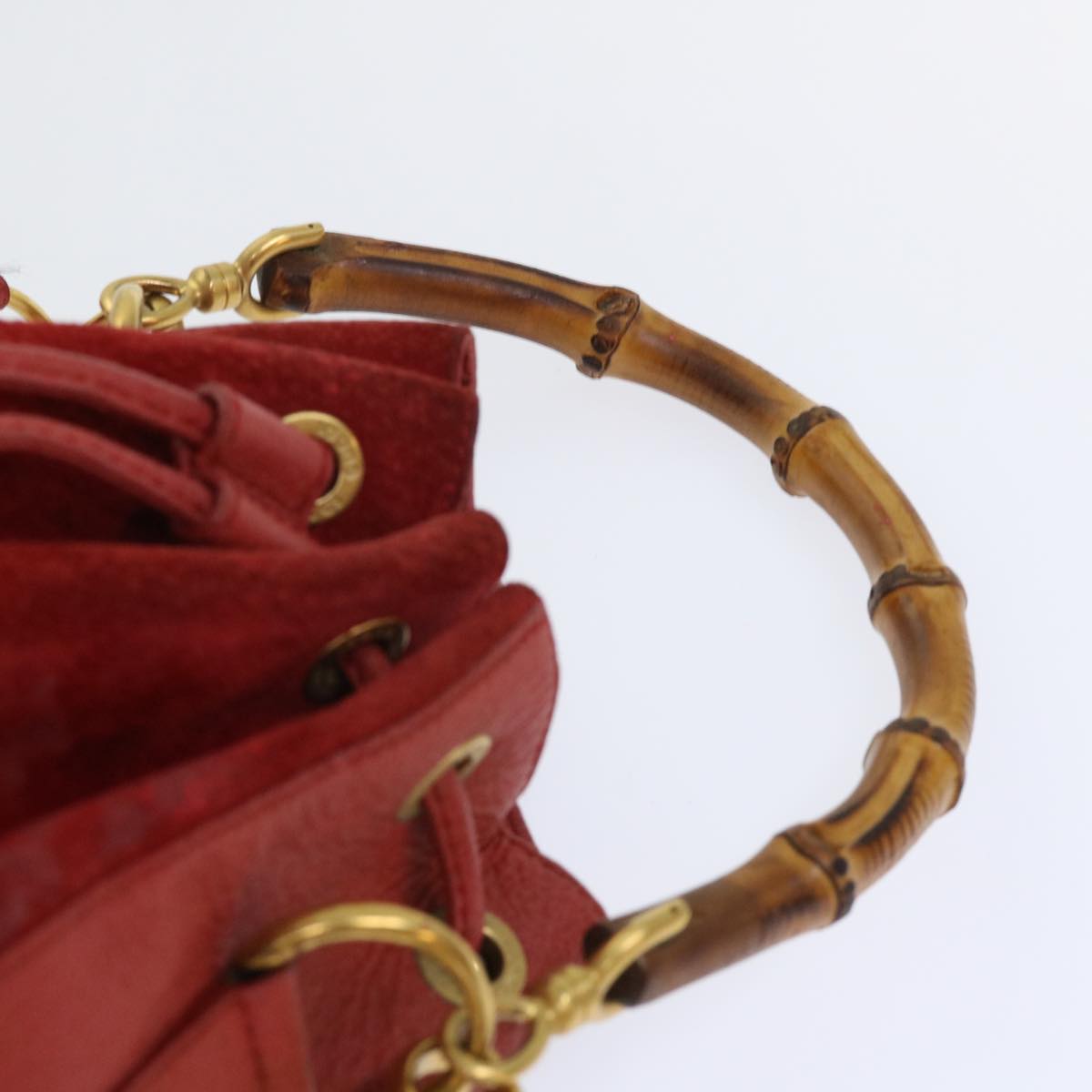 GUCCI Bamboo Shoulder Bag Suede Red 001•2040•1657 ep1393