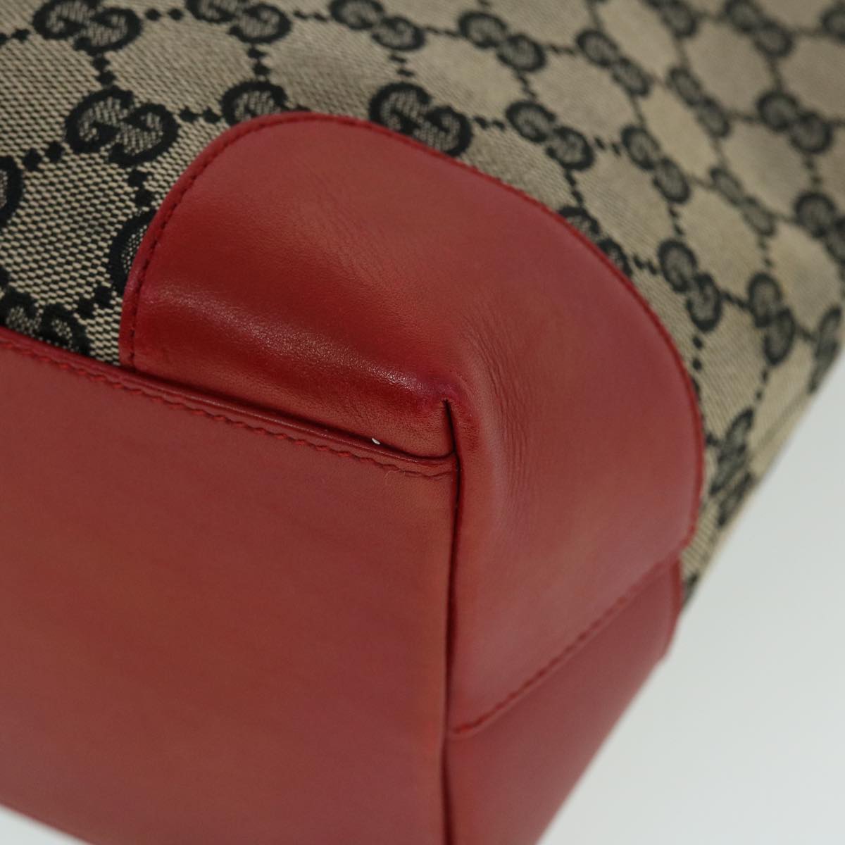 GUCCI GG Canvas Tote Bag Beige Black Red ep1412