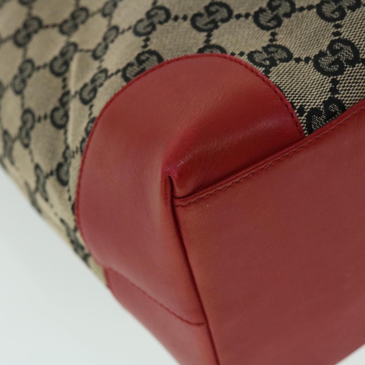 GUCCI GG Canvas Tote Bag Beige Black Red ep1412