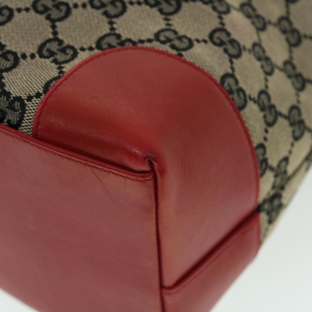 GUCCI GG Canvas Tote Bag Beige Black Red ep1412