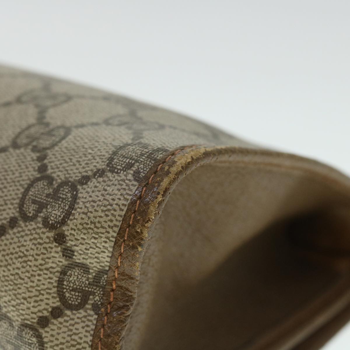 GUCCI GG Canvas Web Sherry Line Clutch Bag PVC Leather Beige Red ep1418