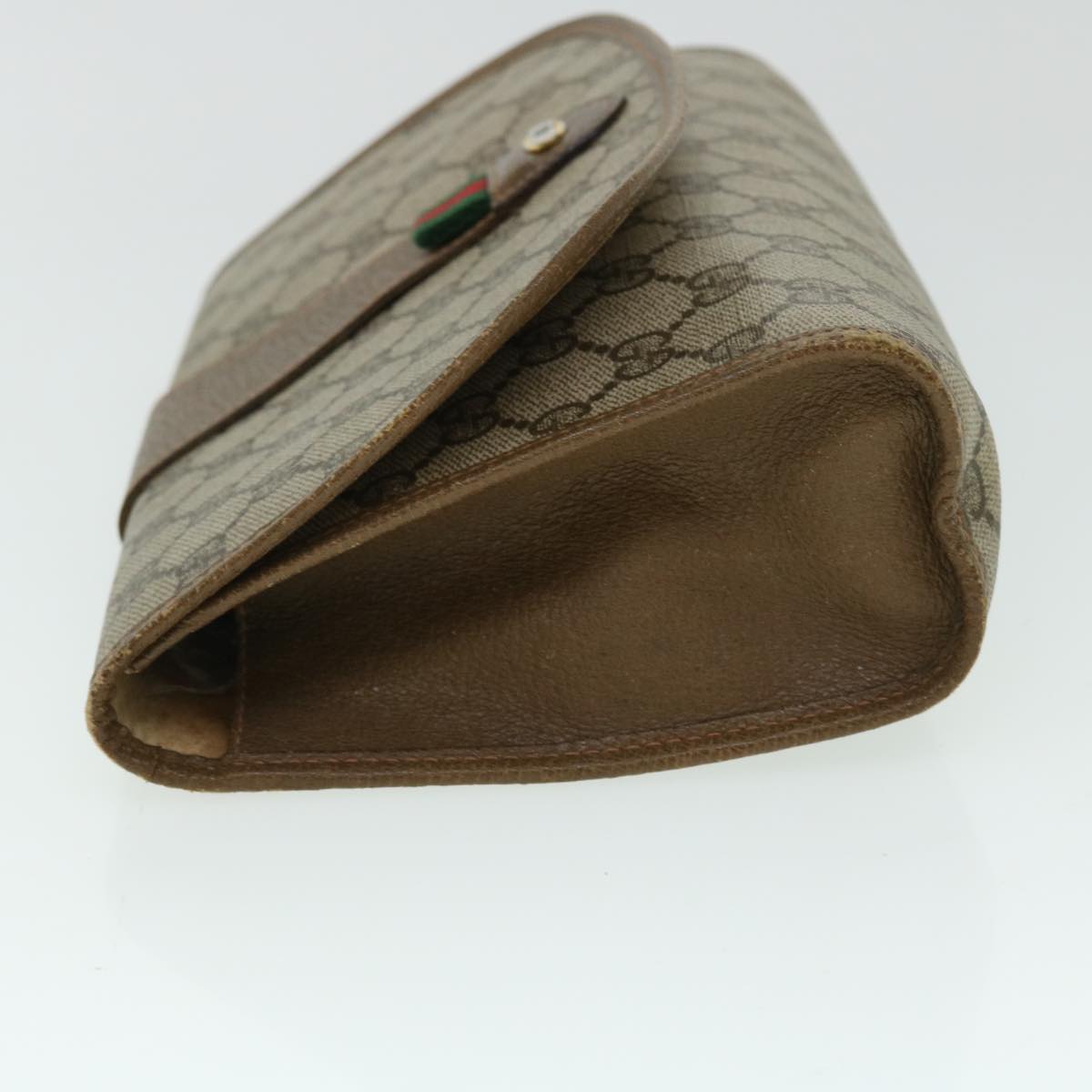 GUCCI GG Canvas Web Sherry Line Clutch Bag PVC Leather Beige Red ep1418