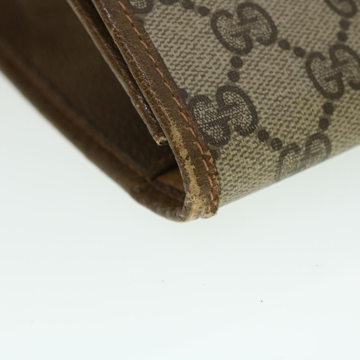 GUCCI GG Canvas Web Sherry Line Clutch Bag PVC Leather Beige Red ep1418