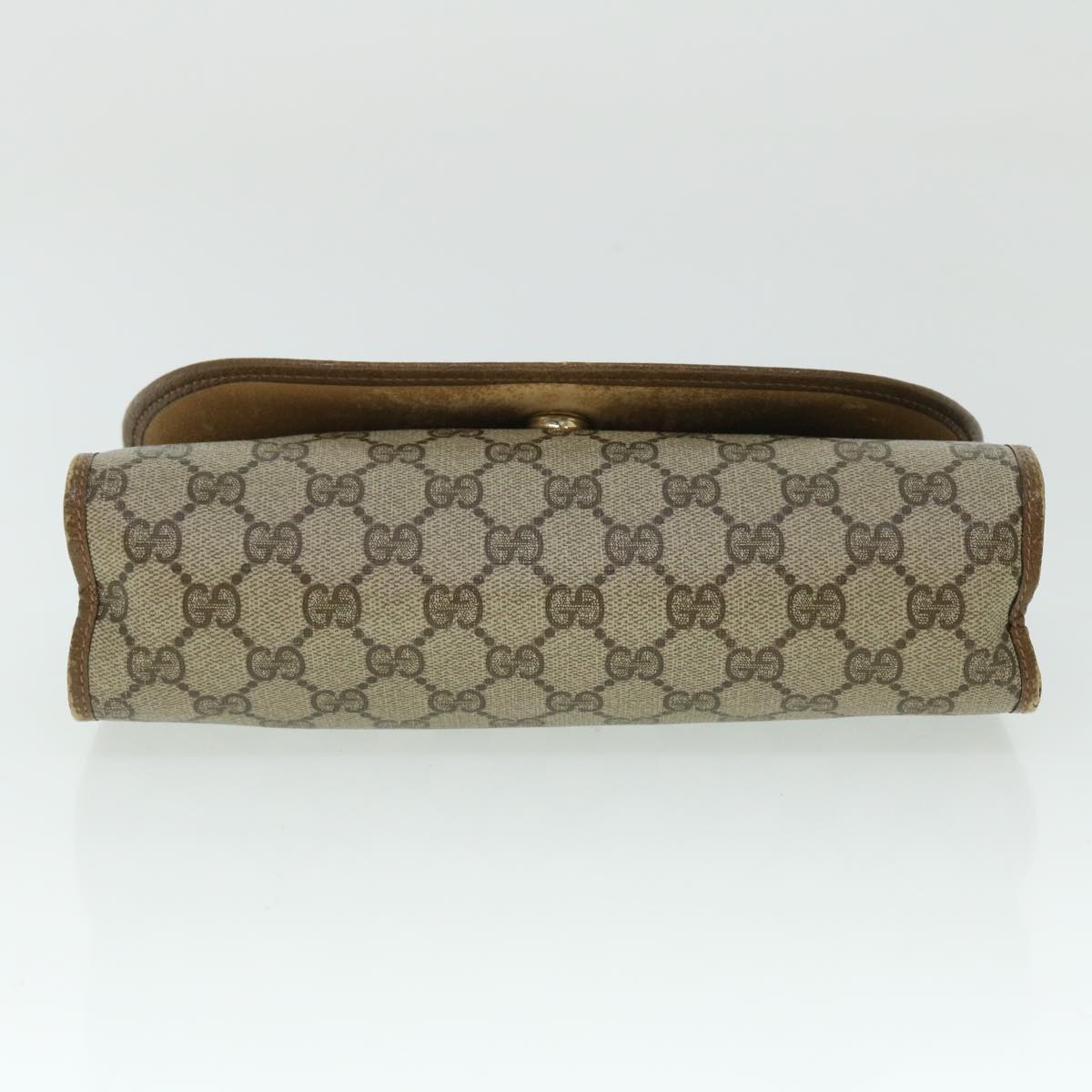 GUCCI GG Canvas Web Sherry Line Clutch Bag PVC Leather Beige Red ep1418