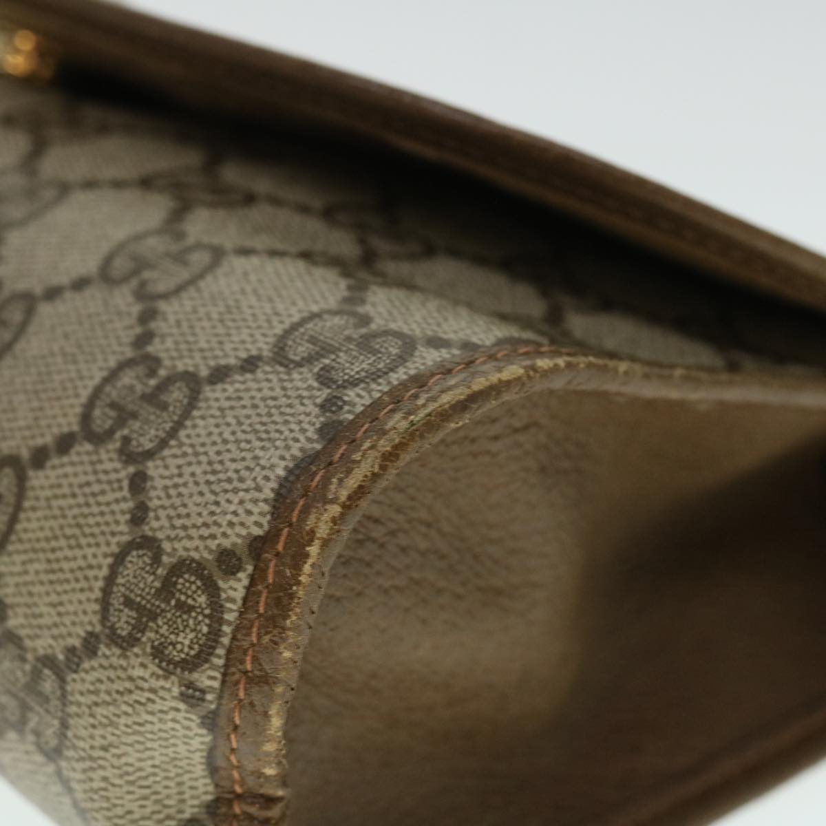 GUCCI GG Canvas Web Sherry Line Clutch Bag PVC Leather Beige Red ep1418
