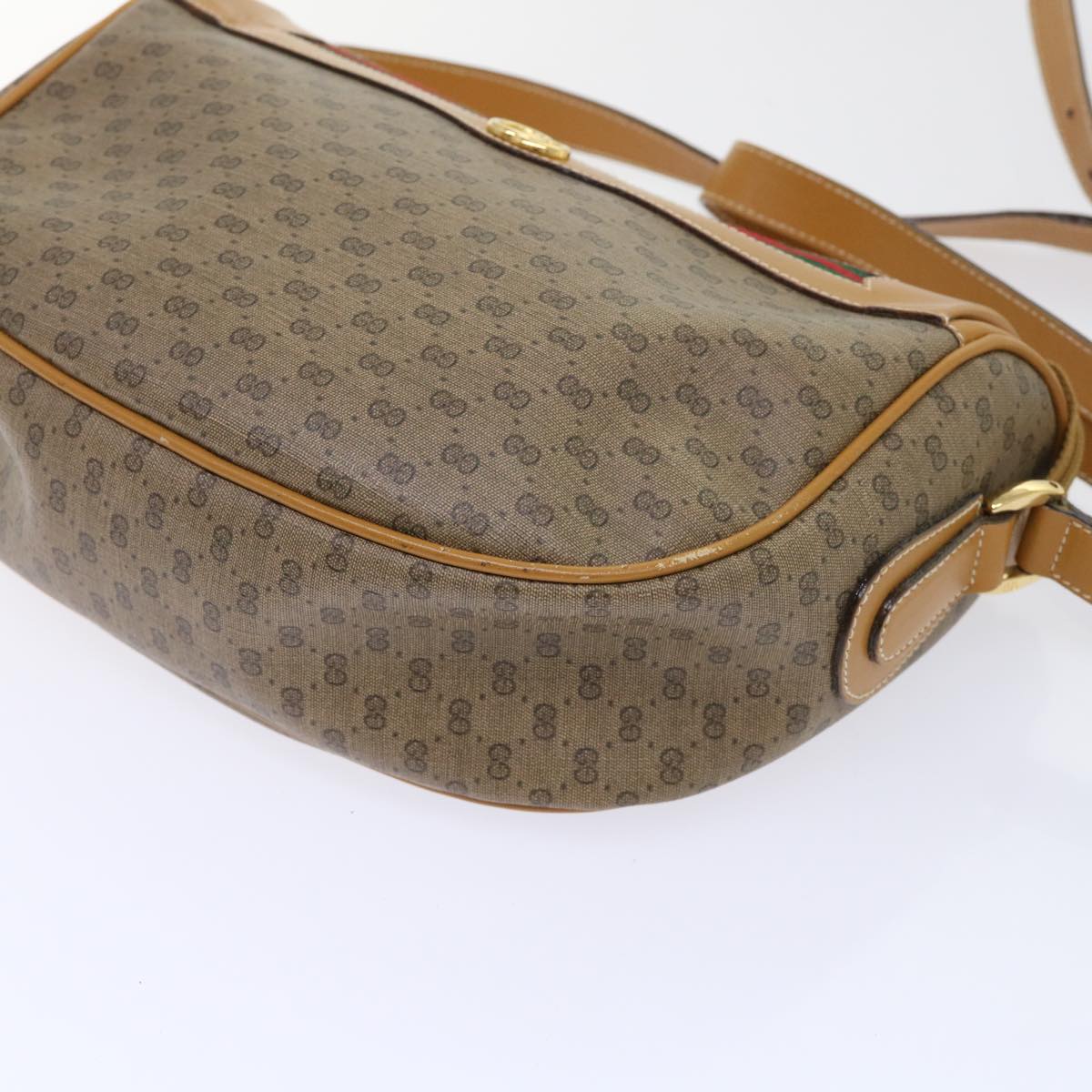 GUCCI Micro GG Canvas Web Sherry Line Shoulder Bag PVC Leather Beige ep1423