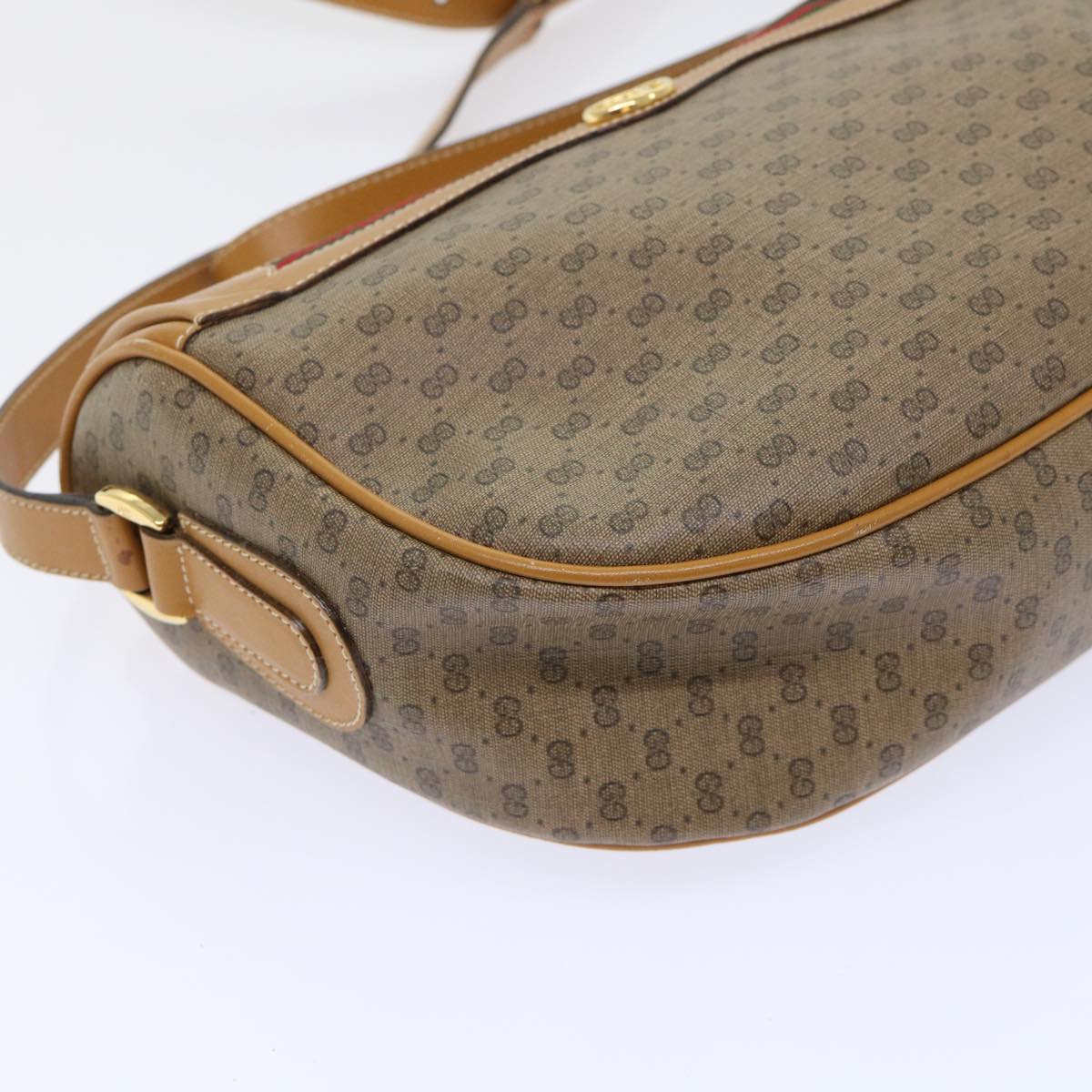 GUCCI Micro GG Canvas Web Sherry Line Shoulder Bag PVC Leather Beige ep1423