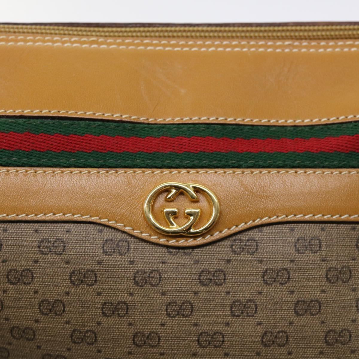 GUCCI Micro GG Canvas Web Sherry Line Shoulder Bag PVC Leather Beige ep1423