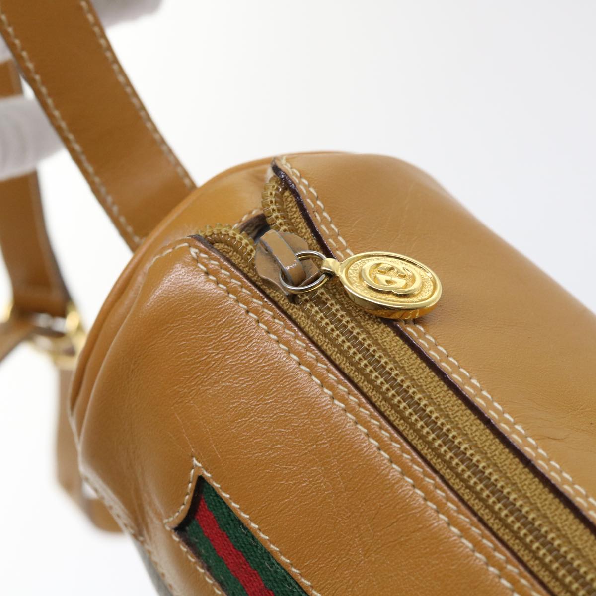 GUCCI Micro GG Canvas Web Sherry Line Shoulder Bag PVC Leather Beige ep1423