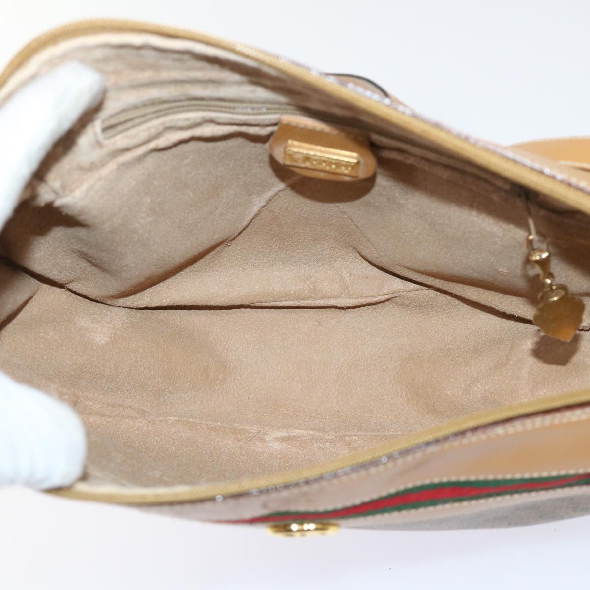 GUCCI Micro GG Canvas Web Sherry Line Shoulder Bag PVC Leather Beige ep1423