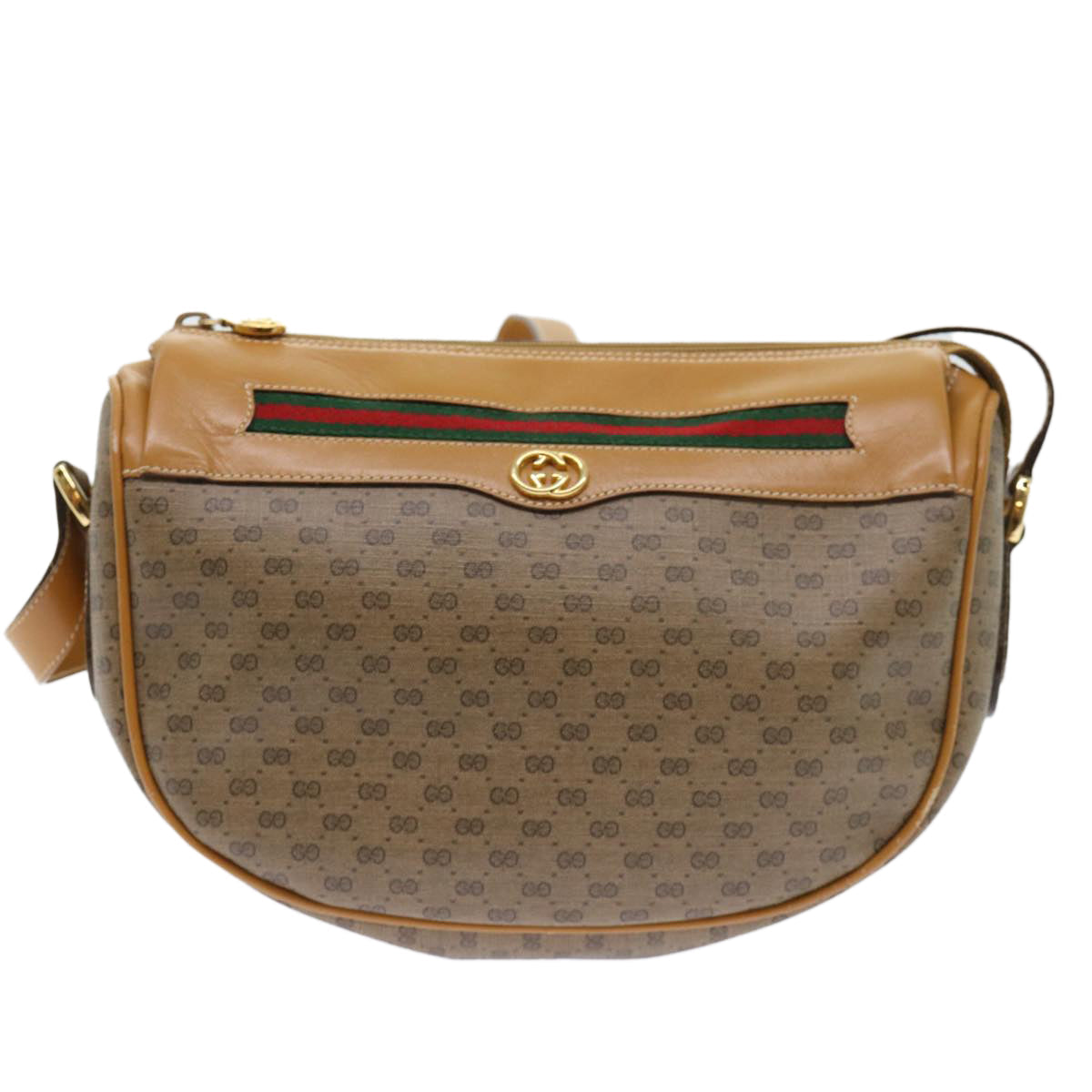GUCCI Micro GG Canvas Web Sherry Line Shoulder Bag PVC Leather Beige ep1423