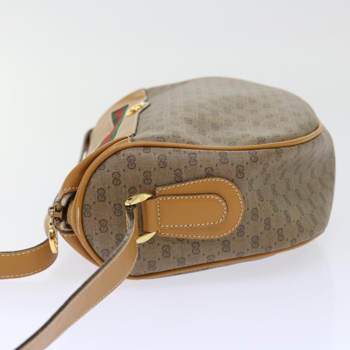 GUCCI Micro GG Canvas Web Sherry Line Shoulder Bag PVC Leather Beige ep1423