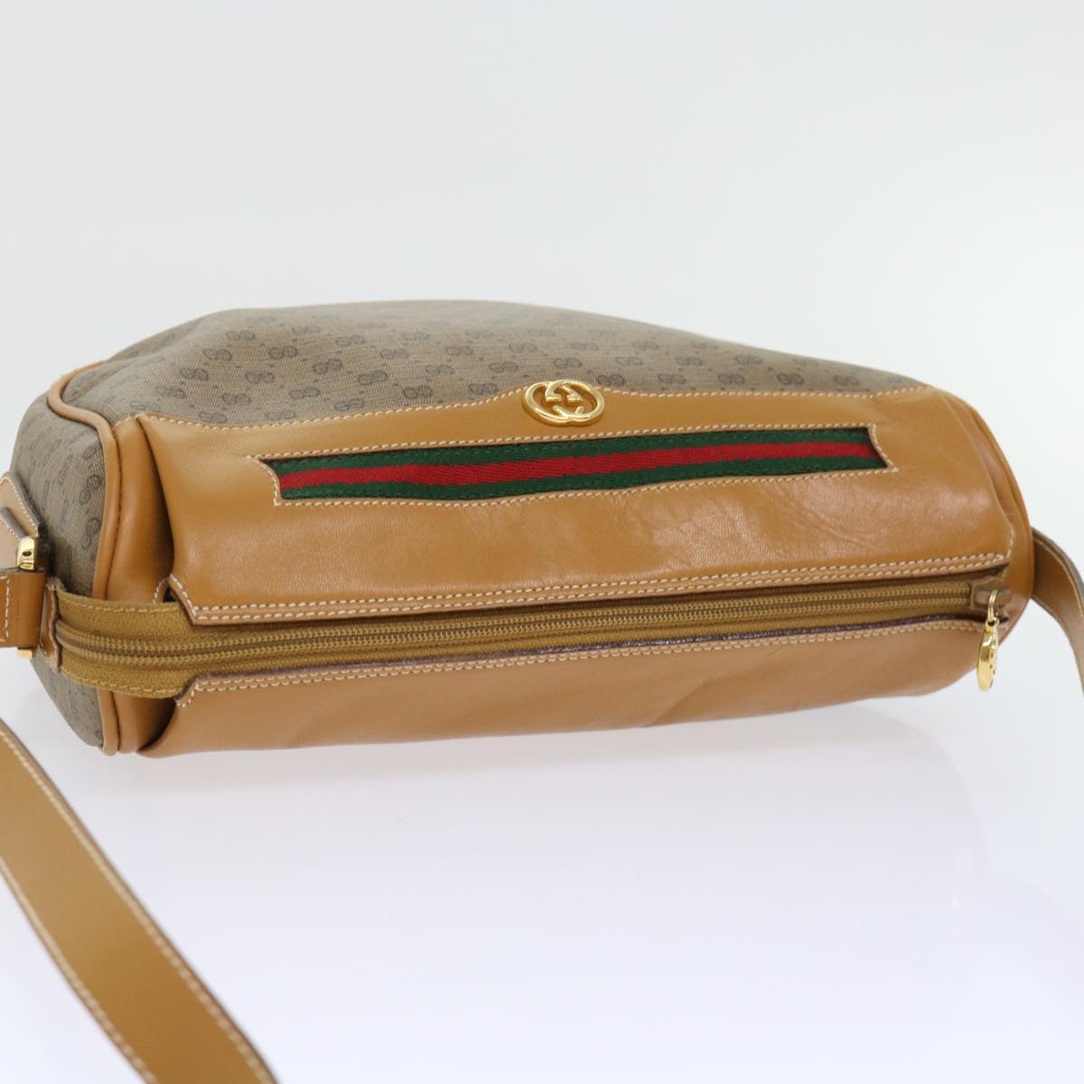 GUCCI Micro GG Canvas Web Sherry Line Shoulder Bag PVC Leather Beige ep1423