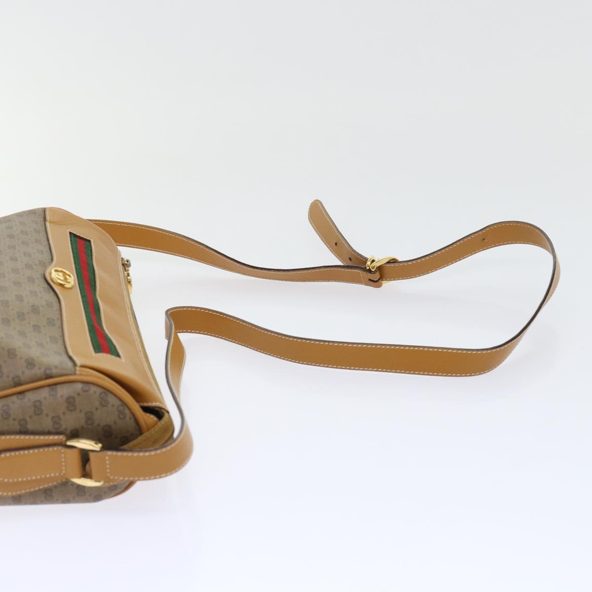 GUCCI Micro GG Canvas Web Sherry Line Shoulder Bag PVC Leather Beige ep1423