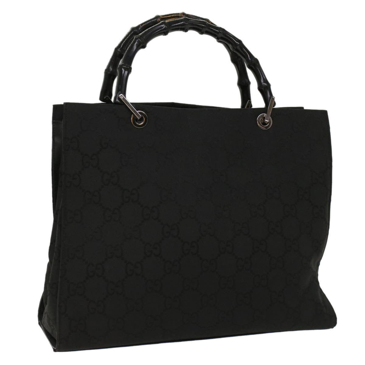 GUCCI GG Canvas Bamboo Hand Bag Black ep1424