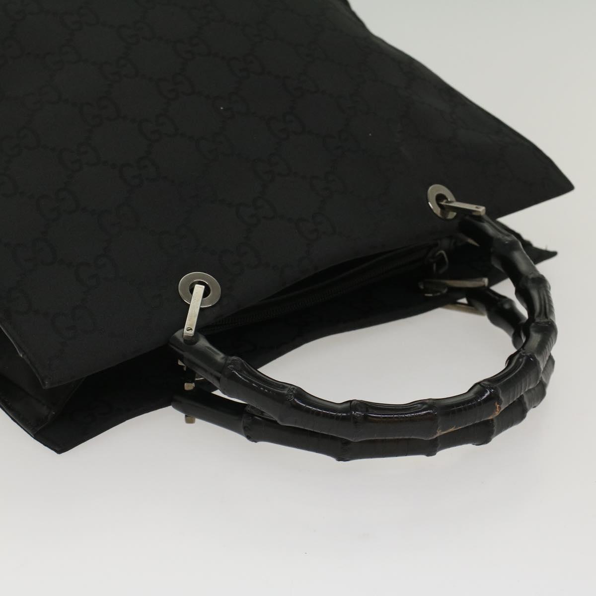 GUCCI GG Canvas Bamboo Hand Bag Black ep1424