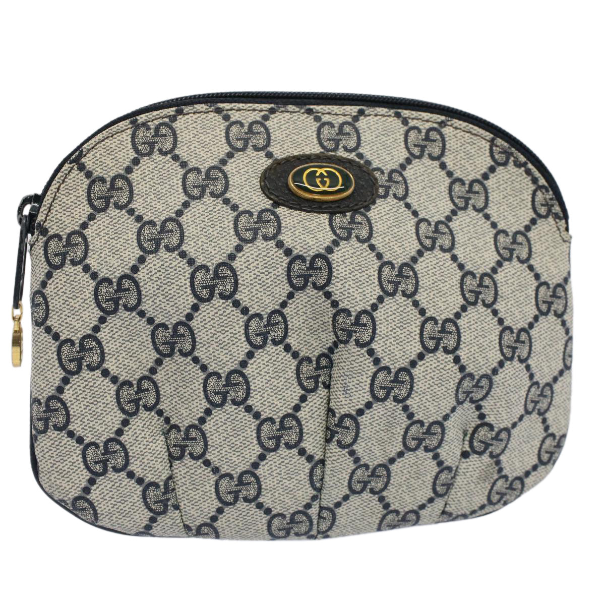 GUCCI GG Canvas Pouch PVC Leather Navy Gray ep1427