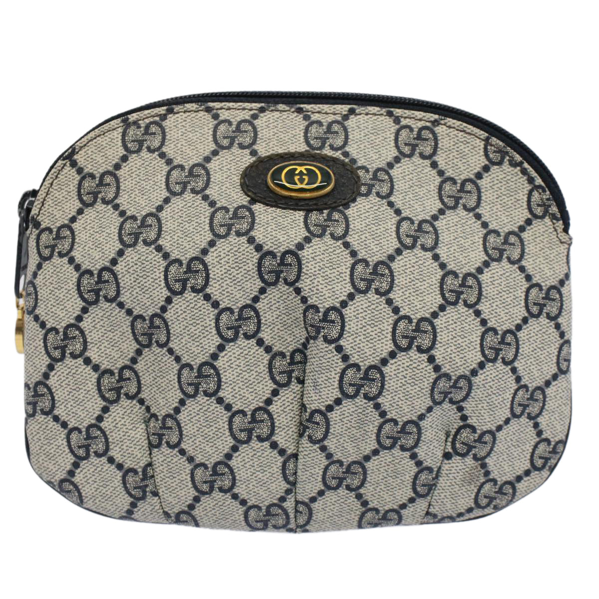 GUCCI GG Canvas Pouch PVC Leather Navy Gray ep1427