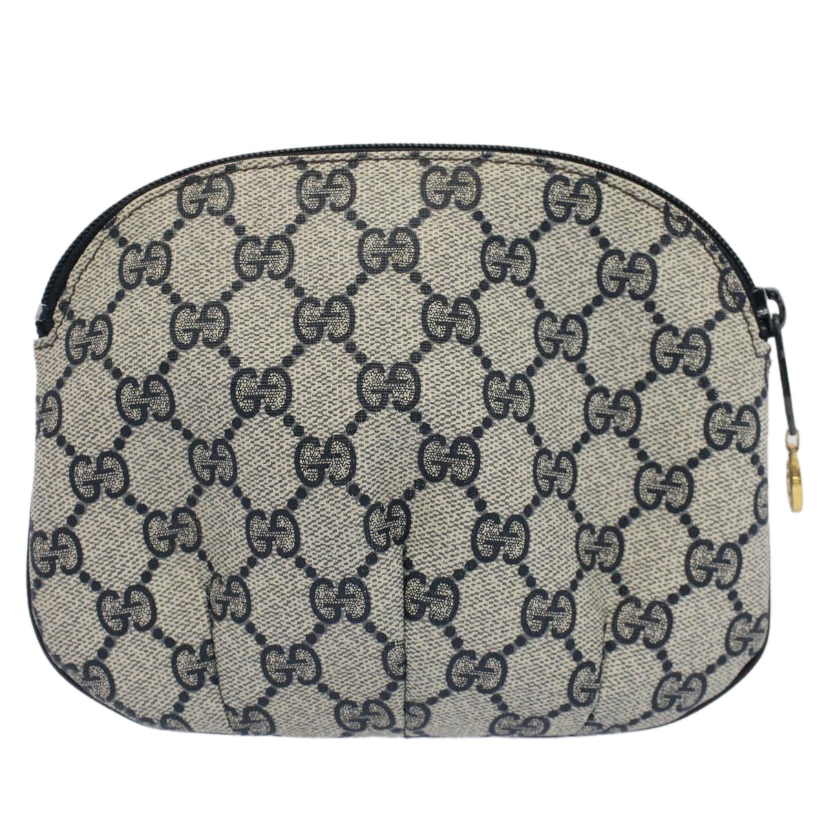 GUCCI GG Canvas Pouch PVC Leather Navy Gray ep1427