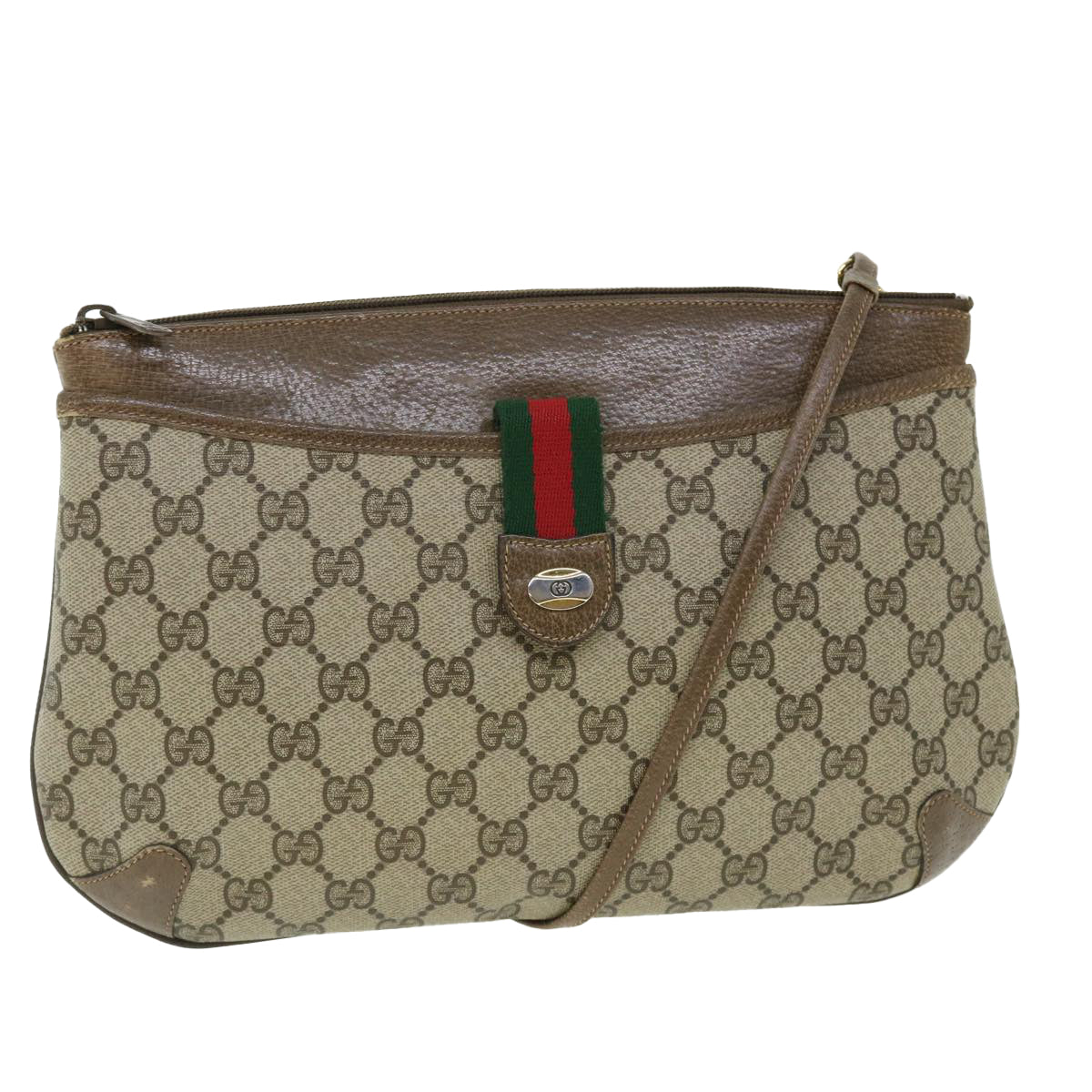 GUCCI GG Canvas Web Sherry Line Shoulder Bag Beige Red 904 02 026 ep1431