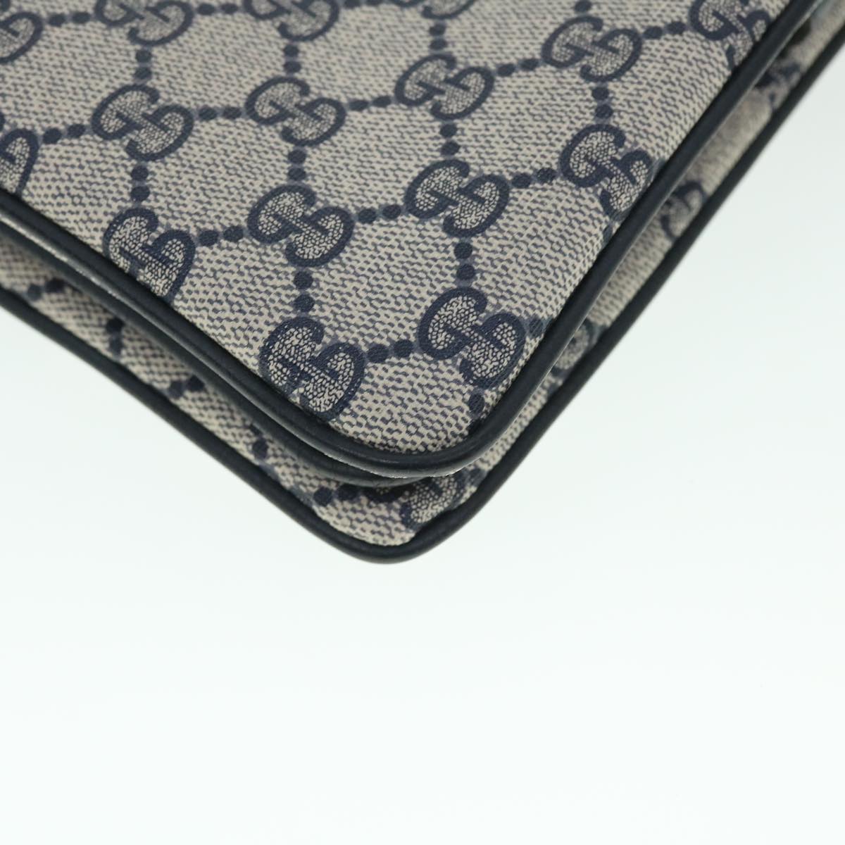 GUCCI GG Canvas Sherry Line Shoulder Bag PVC Leather Gray Navy Red ep1436
