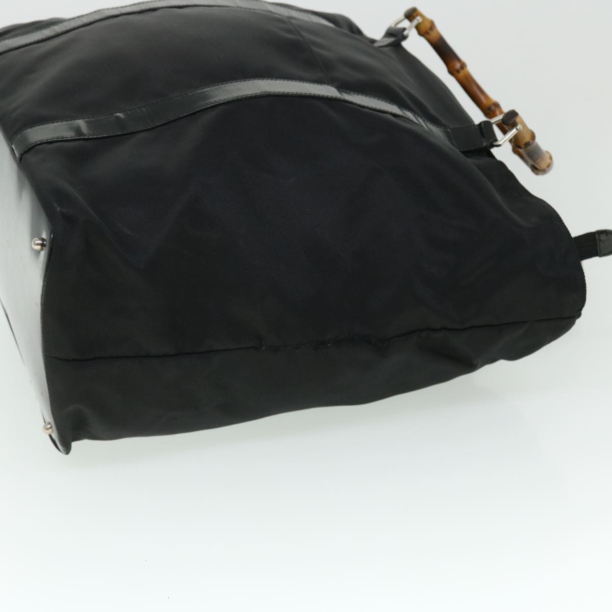 GUCCI Bamboo Hand Bag Nylon Black Brown ep1455