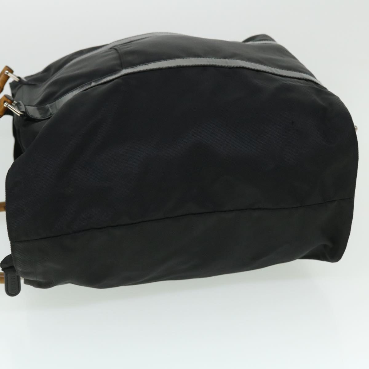GUCCI Bamboo Hand Bag Nylon Black Brown ep1455