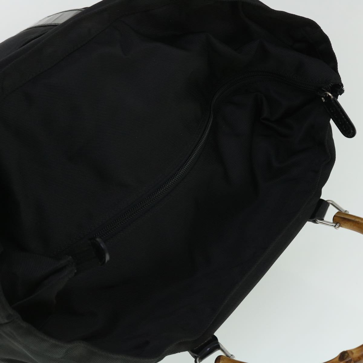 GUCCI Bamboo Hand Bag Nylon Black Brown ep1455