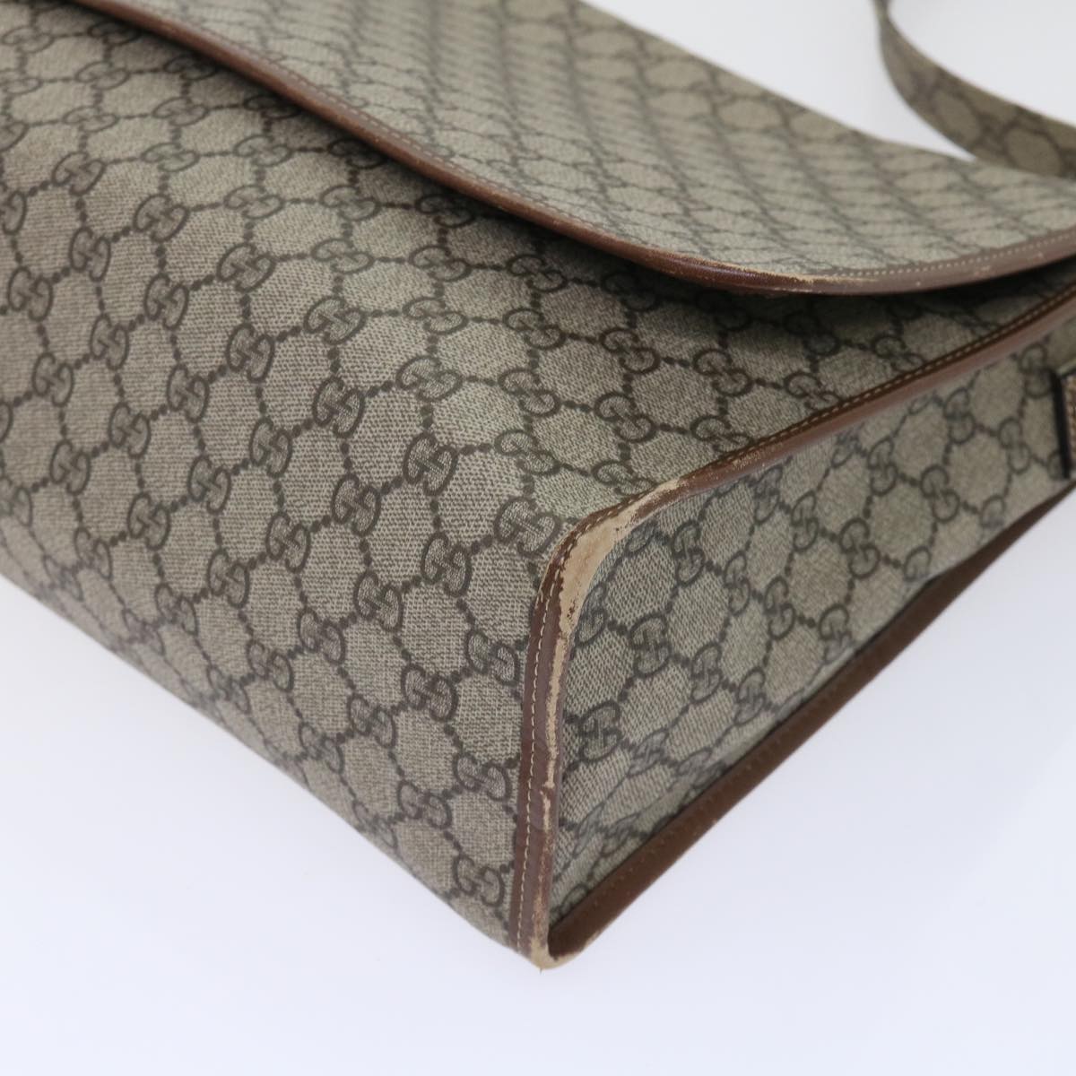 GUCCI GG Canvas Web Sherry Line Shoulder Bag PVC Leather Beige Red ep1457