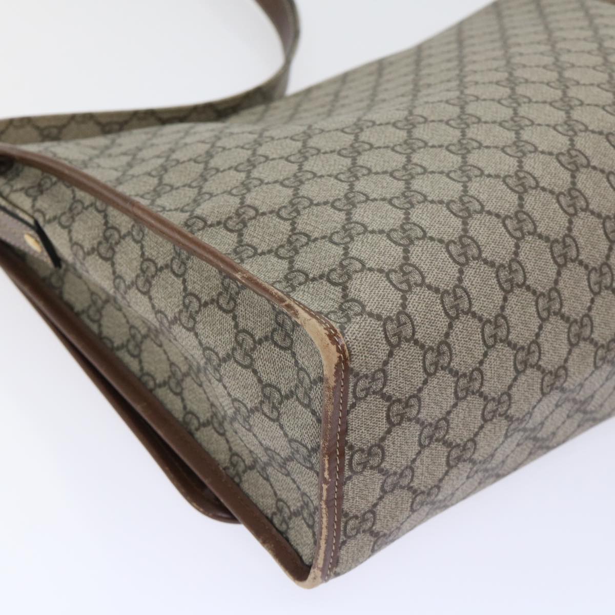 GUCCI GG Canvas Web Sherry Line Shoulder Bag PVC Leather Beige Red ep1457