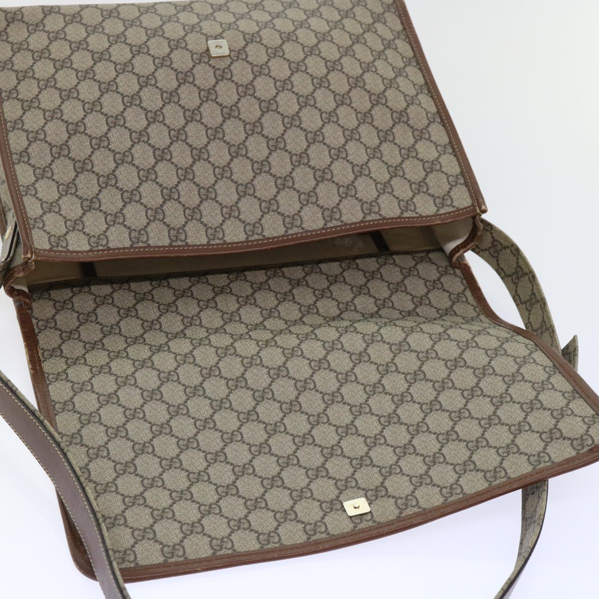GUCCI GG Canvas Web Sherry Line Shoulder Bag PVC Leather Beige Red ep1457