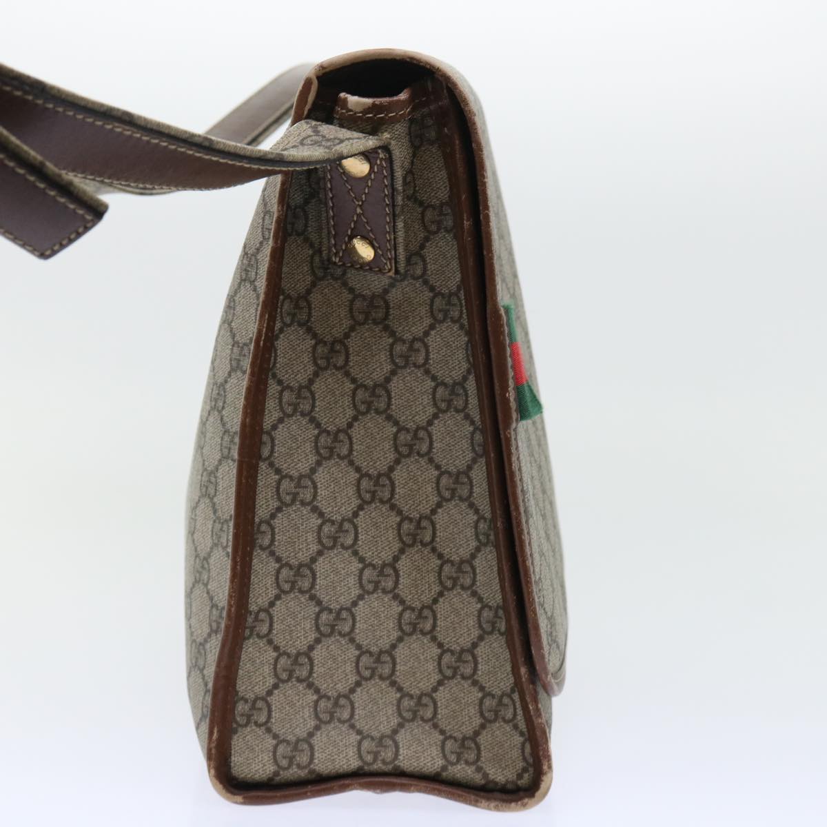 GUCCI GG Canvas Web Sherry Line Shoulder Bag PVC Leather Beige Red ep1457