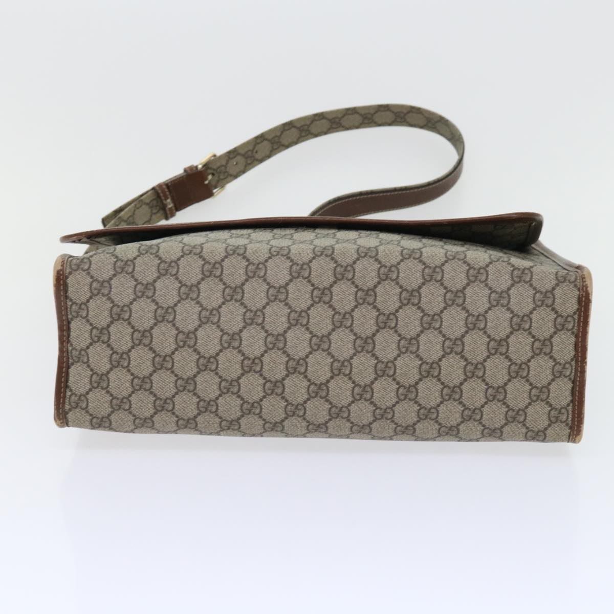 GUCCI GG Canvas Web Sherry Line Shoulder Bag PVC Leather Beige Red ep1457
