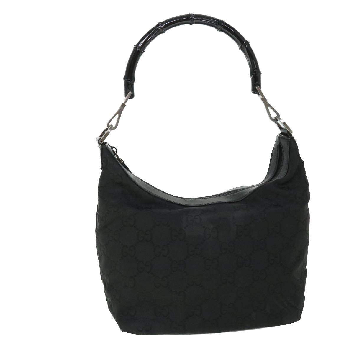 GUCCI GG Canvas Bamboo Shoulder Bag Nylon Black ep1463