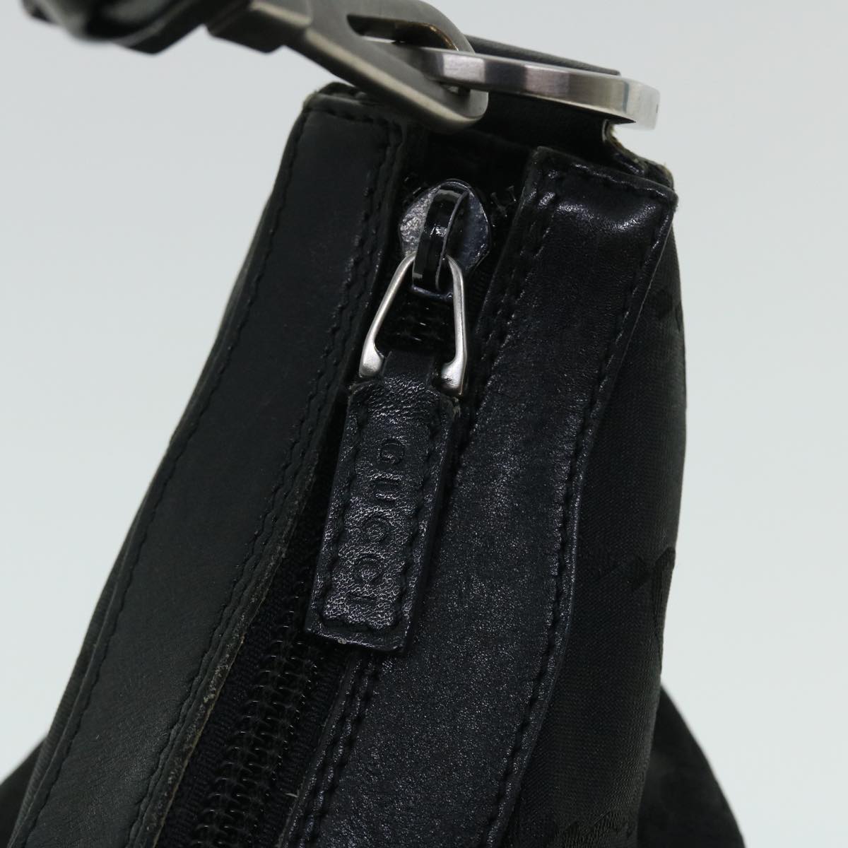 GUCCI GG Canvas Bamboo Shoulder Bag Nylon Black ep1463