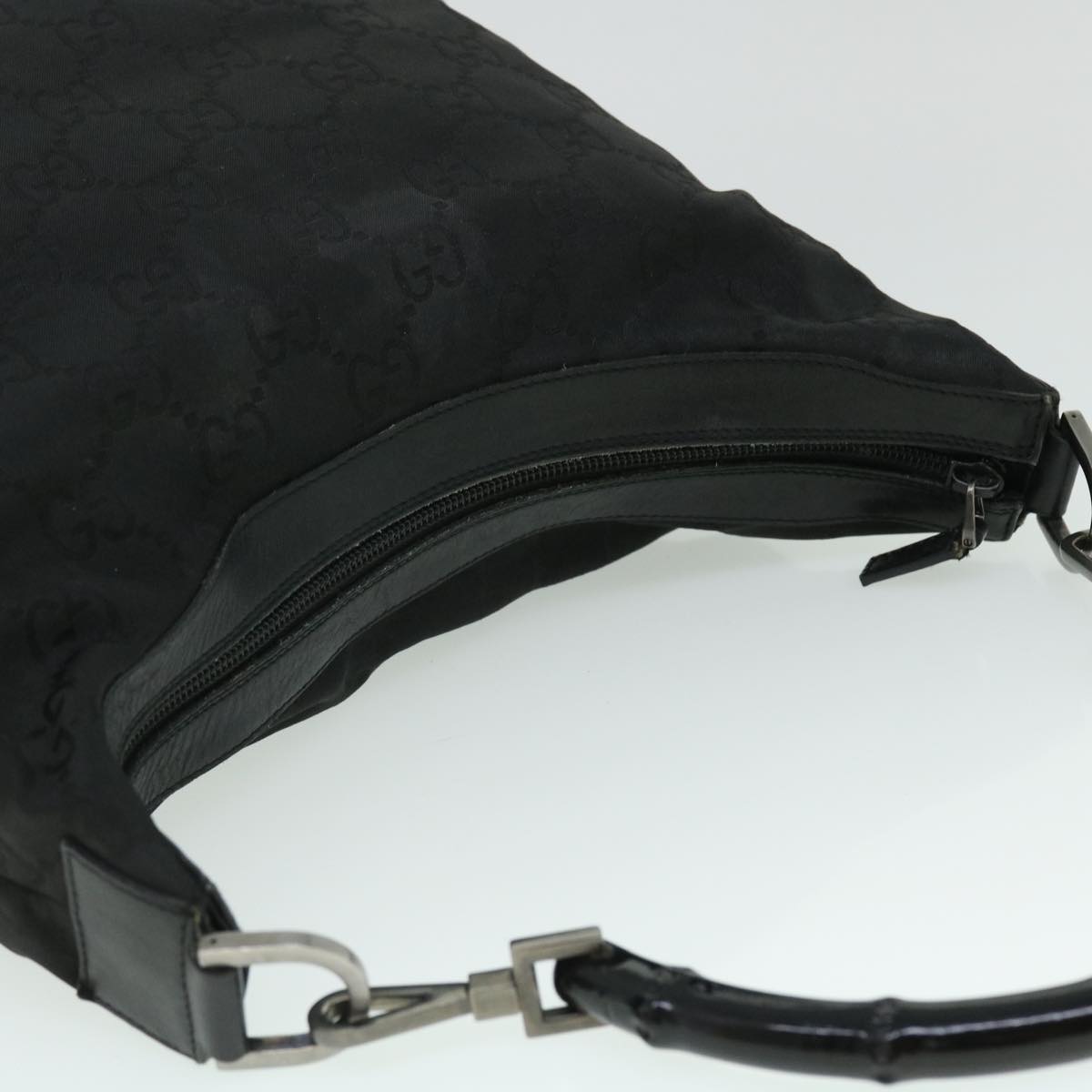 GUCCI GG Canvas Bamboo Shoulder Bag Nylon Black ep1463
