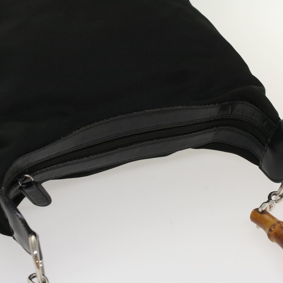 GUCCI Bamboo Shoulder Bag Nylon Black Brown ep1469
